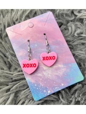 Pink Heart valentines sweethearts earrings
